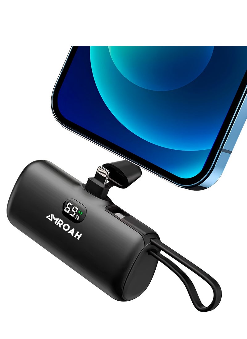 AMROAH - Mini Portable Charger 5000mAh / 20W Fast Charging Ultra-Compact, Small Power Bank Battery Pack with Lightning USB Type C for Cell Phones Apple iPhone 16 15 14 13 12 11 X Xs 8 7 6 Pro Max Plus - Image 1