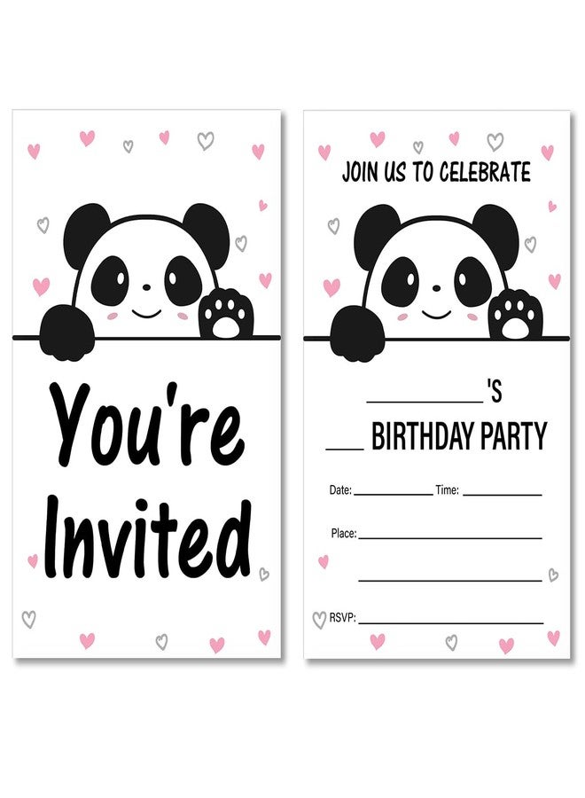 Soiceu Panda Girl Birthday Invitations Panda Party Invites with Envelopes Set of 20 - Image 1