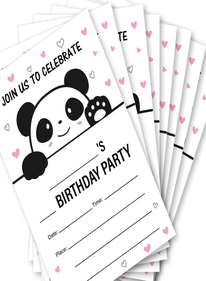 Soiceu Panda Girl Birthday Invitations Panda Party Invites with Envelopes Set of 20 - Image 4