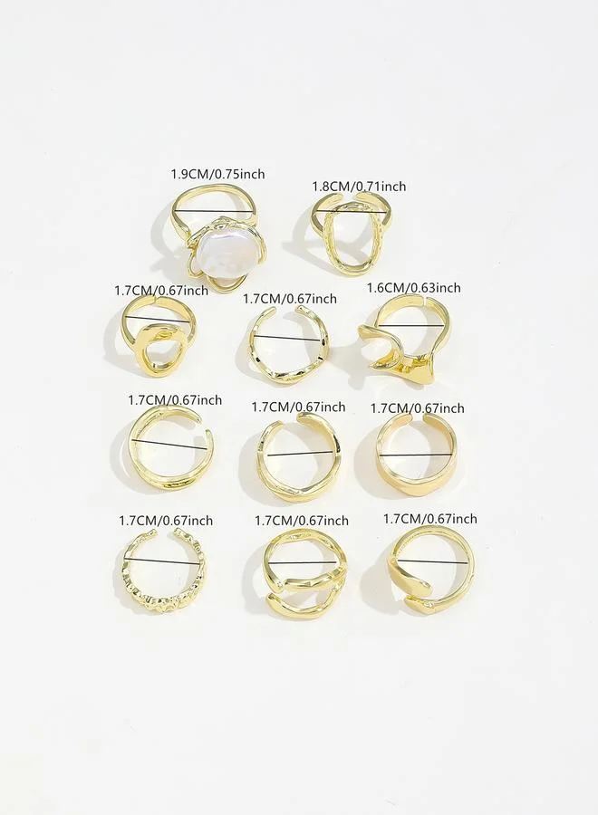 Take Two Take Two Set of 11 - Faux Pearl Decor Cuff Rings