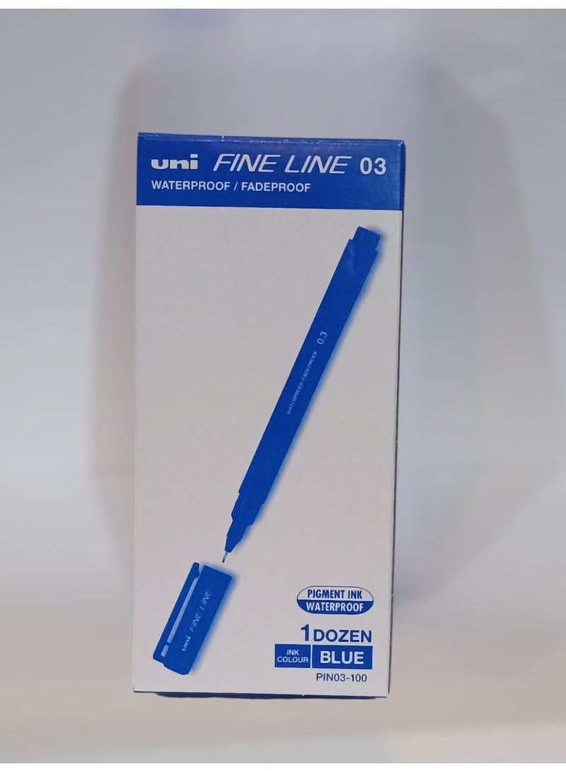 يوني قلم حبر يوني فاين لاين 03 لون أزرق - Image 3
