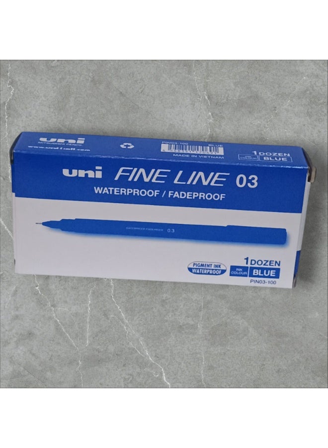 يوني قلم حبر يوني فاين لاين 03 لون أزرق - Image 2