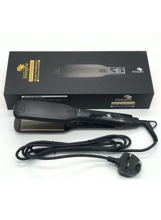 Hoopoe Professional Hair Straightener, Digital LCD Display, 44mm Nano Titanium Plates, Temperature Control 170-480°F, Tangle-Free Swivel Cord - Image 1