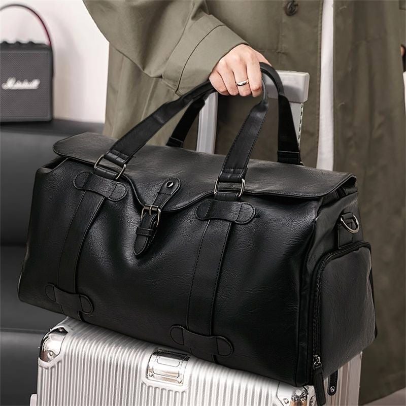 Genuine Leather Travel Bag For Men, Large Capacity, Lightweight Portable Carry-On Boarding Bag, Shoulder Crossbody Bag, Waterproof With Shoe Compartment Yq - Image 2