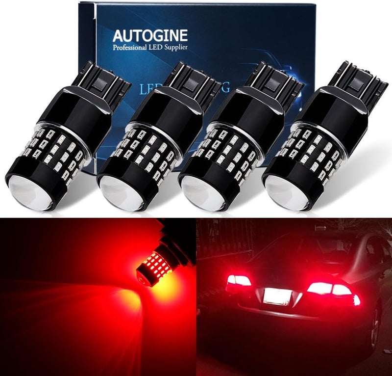 AUTOGINE 4 X Super Bright 9-30V 7440 7441 7443 7444 992 LED Bulbs with Projector for Tail Lights and Brake Lights, Brilliant Red - Image 1