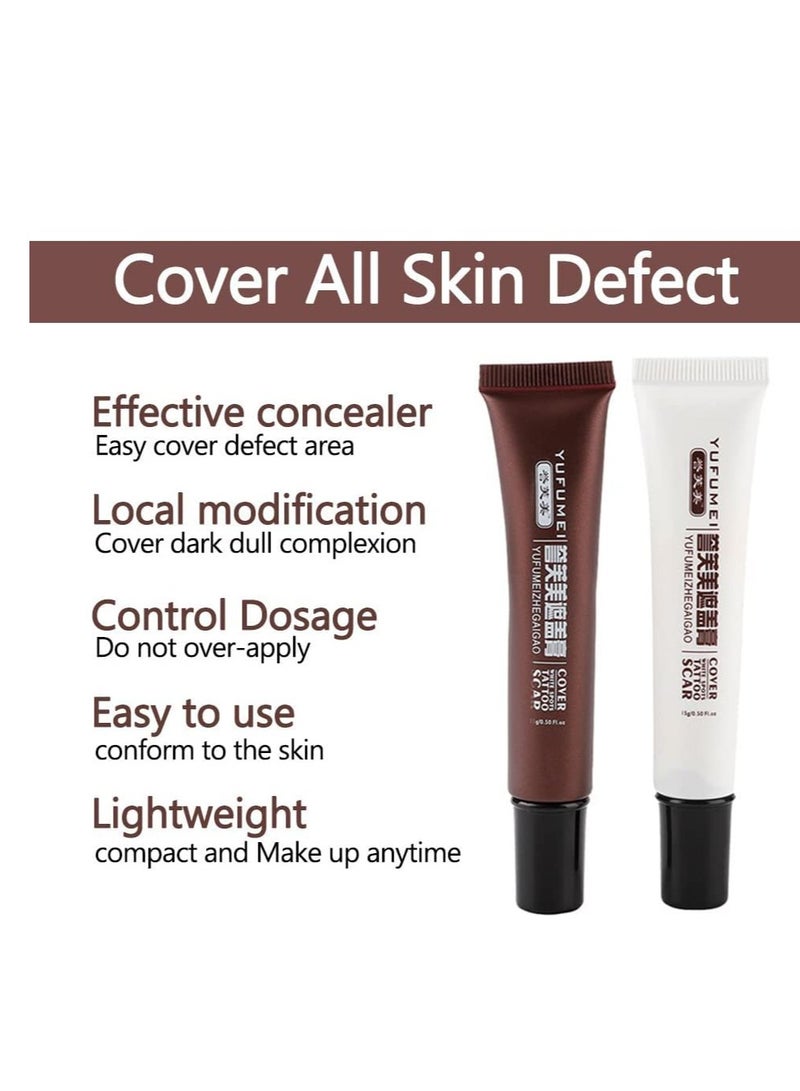 Generic Waterproof Scar Concealer Hiding Spots Birthmarks Makeup Cover Cream Set with Waterproof and Sweatproof, 2Pcs for Cover Up Age Spots, Bruises, Makeup Cream Set  - Image 4