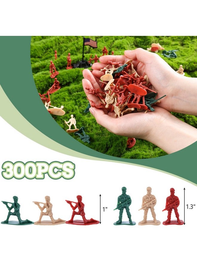 3 otters مجموعة جنود اللعب 300 قطعة من 3 قنادس، شخصيات رجال الجيش، ألعاب عسكرية للأولاد، هدايا عيد ميلاد للأطفال، 3 ألوان - Image 2