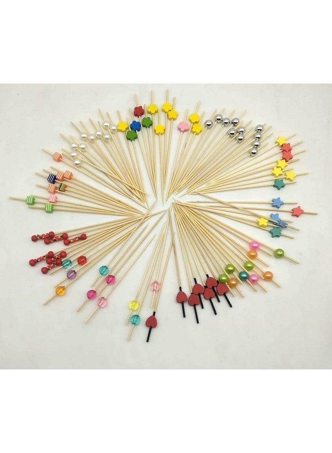 Adaamya® - 300 Pcs - Cocktail Picks Cocktail Sticks, Toothpicks Fruit Garnish Sticks, Bamboo Toothpicks Party Supplies (Mix Colors) (300) - Image 1
