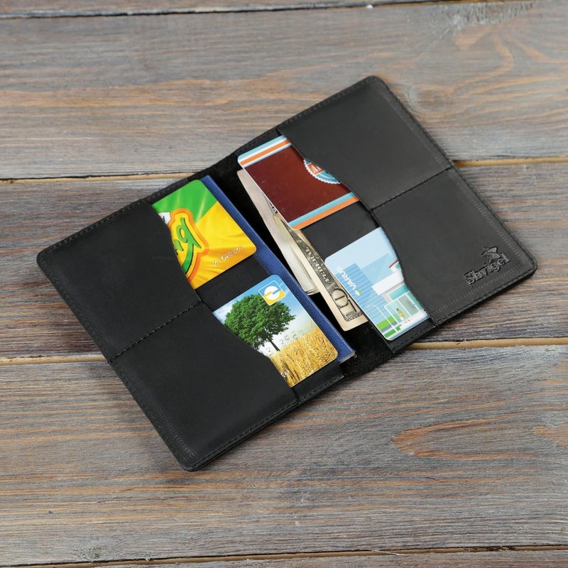 Shvigel Leather Passport Cover - Holder - for Men & Women - Passport Case (Z-Eagle Black Vintage) - Image 3