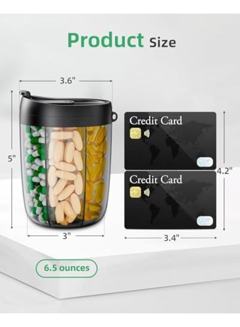 SYOSI منظم زجاجة حبوب كبير لـ 6 فيتامينات، منظم مكملات مع تصميم مضاد للخلط وفتحة واسعة، سهل استرجاع الأدوية، علبة حبوب للاستخدام اليومي والسفر (أسود) - Image 3