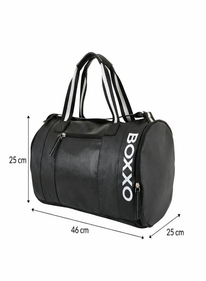 حقيبة رياضية من BOXXO، سوداء، 46×25×25 سم، مع حزام كتف وجيوب متعددة (أسود) - Image 3