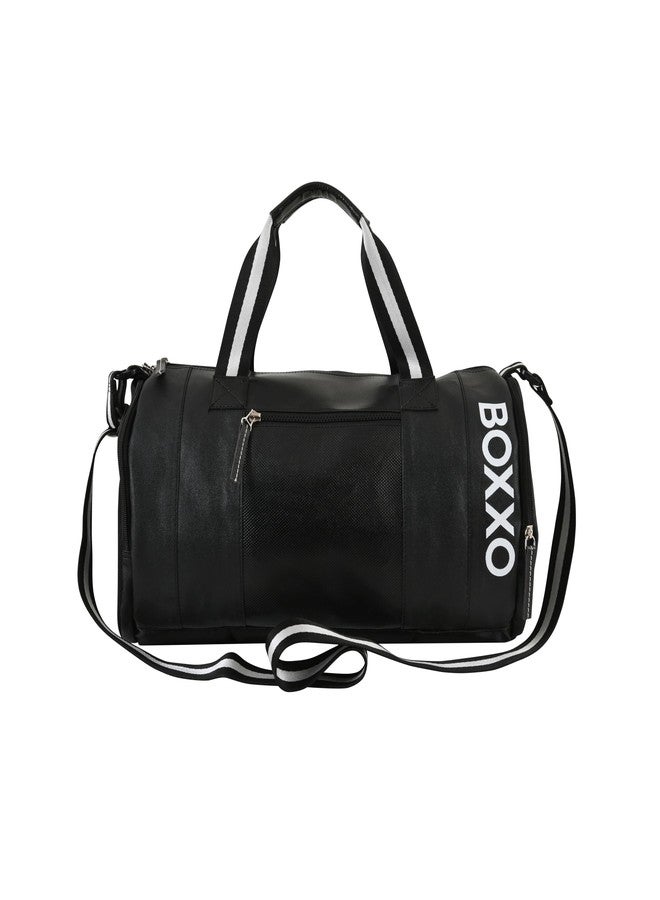 حقيبة رياضية من BOXXO، سوداء، 46×25×25 سم، مع حزام كتف وجيوب متعددة (أسود) - Image 1