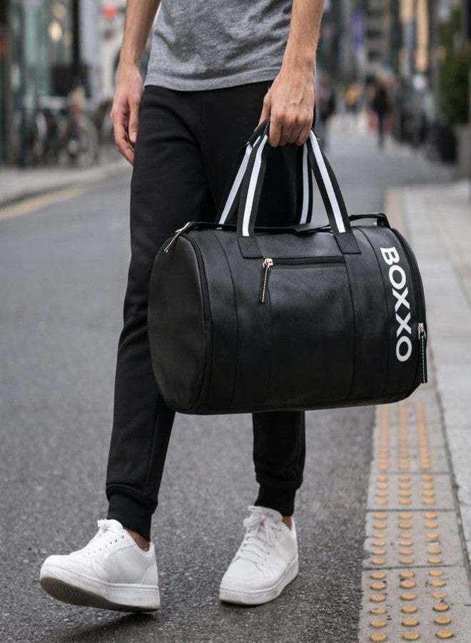 حقيبة رياضية من BOXXO، سوداء، 46×25×25 سم، مع حزام كتف وجيوب متعددة (أسود) - Image 5