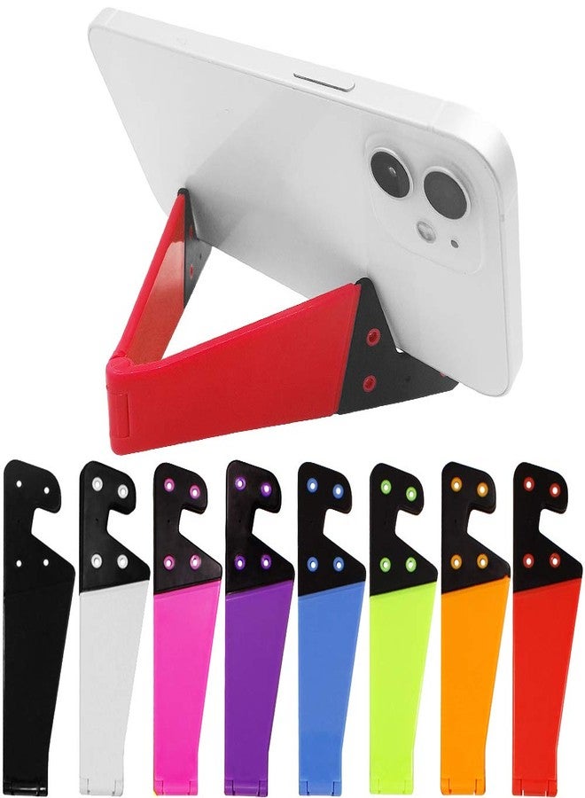 SourceTon 8 PCS Universal Pocket-Sized Colorful Portable Foldable V Model Mobile Phone Holder, Desktop Stand Mount Holder Cradle Compatible with iPads,Tablets,E-Readers,Cellphones, Kindles, Pack of 8 - Image 1
