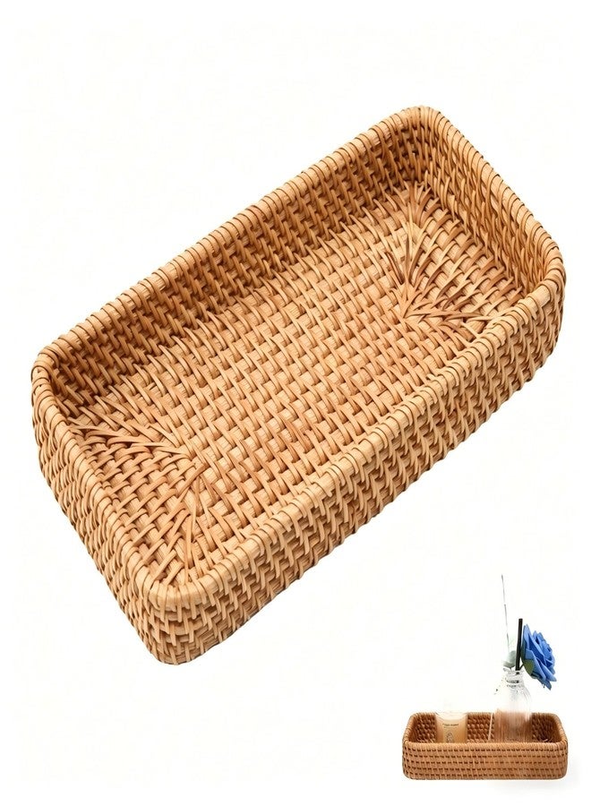 Wuyituart 8 Inch Small Rattan Basket Handwoven Serving Tray Storage Blasket Decorative Tray for Home Decor, 8.3"x4.3" (ID 7.5"x3.5") - Image 1