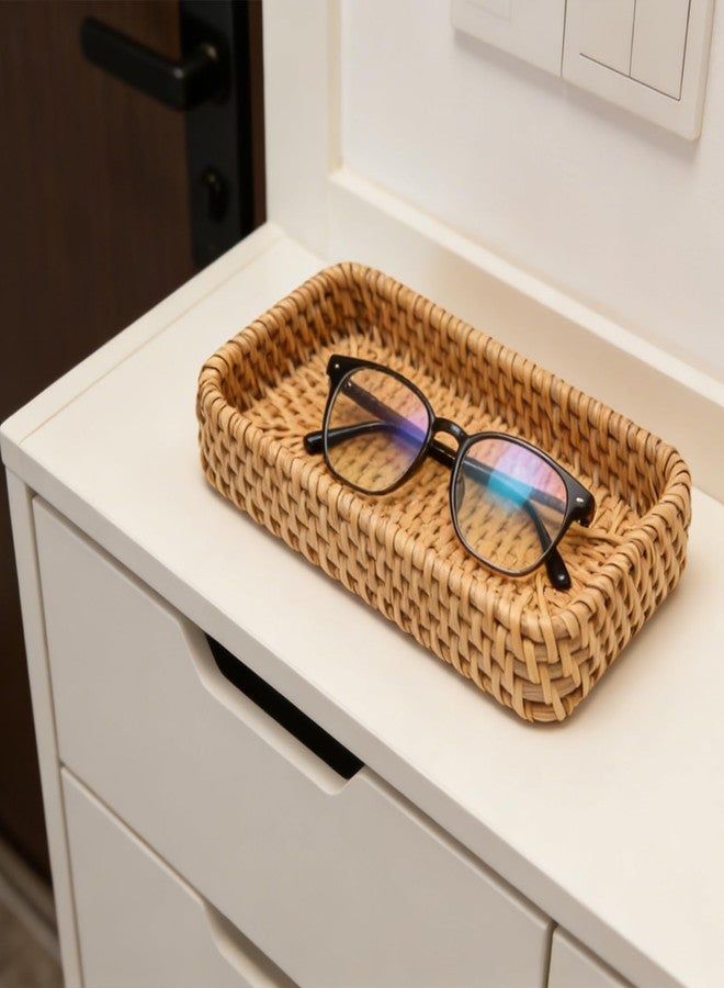 Wuyituart 8 Inch Small Rattan Basket Handwoven Serving Tray Storage Blasket Decorative Tray for Home Decor, 8.3"x4.3" (ID 7.5"x3.5") - Image 4