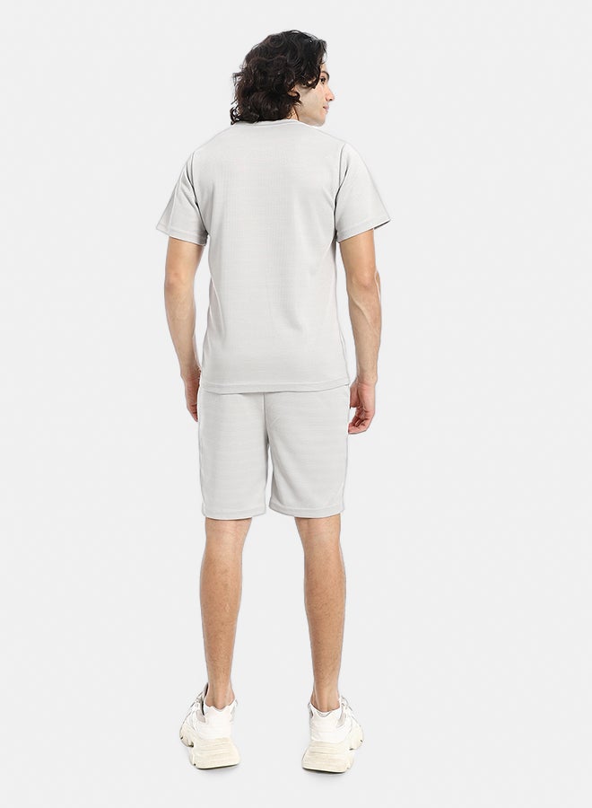 Red Circle Pique Pattern Slip On T Shirt And Shorts Set - Image 3