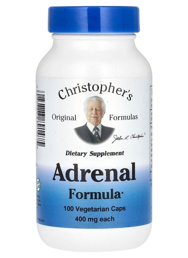 Christopher's Original Formulas Adrenal Formula 800 mg 100 Vegetarian Caps (400 mg per Capsule) 