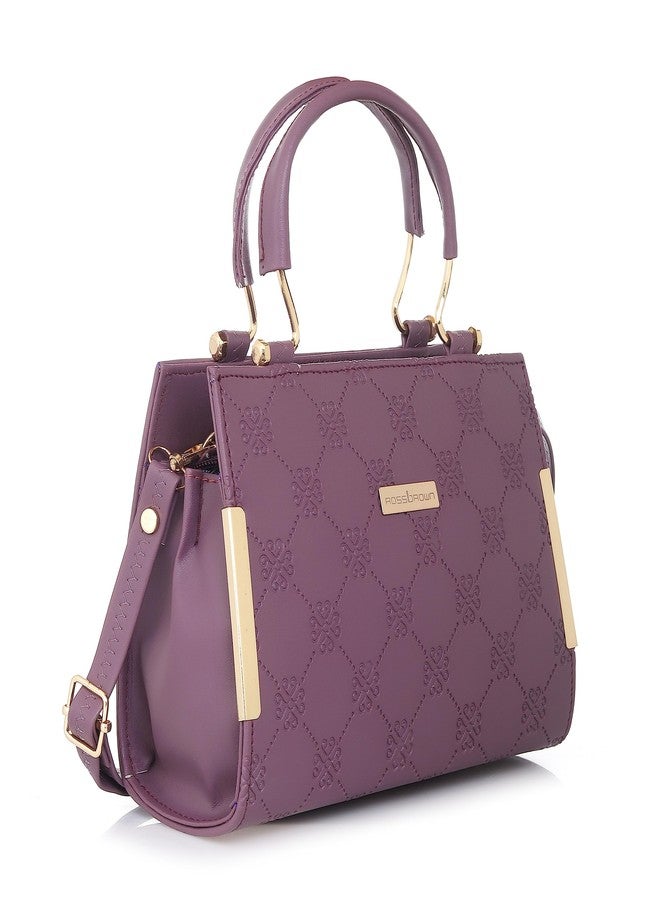 ROSS BROWN PU Synthetic Leather Women's Mini Satchel Bag | Ladies Purse Handbag- Mini (Purple) - Image 1
