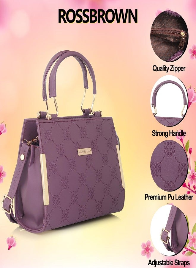 ROSS BROWN PU Synthetic Leather Women's Mini Satchel Bag | Ladies Purse Handbag- Mini (Purple) - Image 3