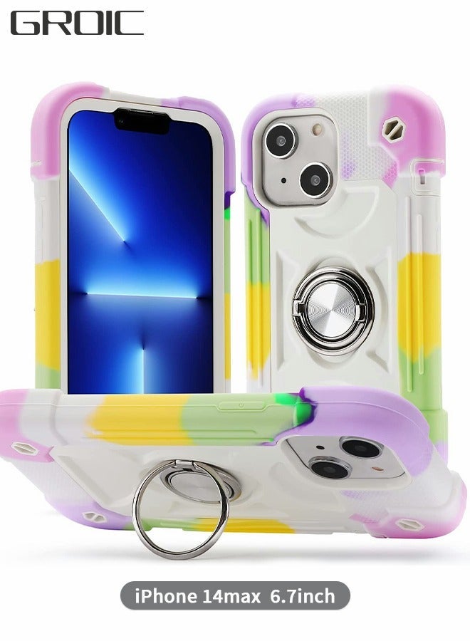 GROIC Compatible IPhone 14 Max Case 6.7 Inch, Ring Stand Phone Case, Heavy Duty  Shockproof Shell, Cover with Magnetic Car Mount for - Image 1