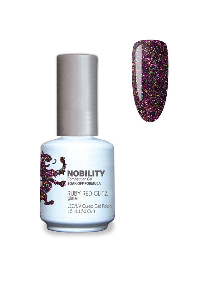 Lechat Gel Nail Polish 15 ml, Long Lasting, Chip Resistant, Requires Drying Under UV Led Lamp Ruby Red Glitz Nbgp69