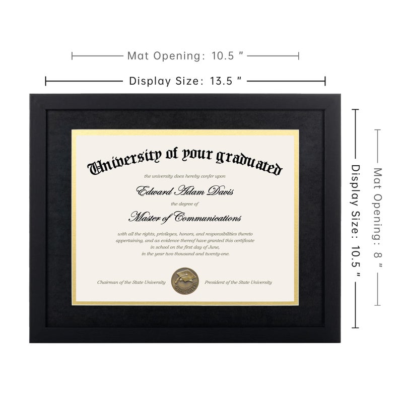 upsimples 11x14 Diploma Frame Certificate Degree Document Frame with High Definition Glass, 8.5 x 11 with Mat for Wall and Tabletop, Black, 2 Pack - Image 4