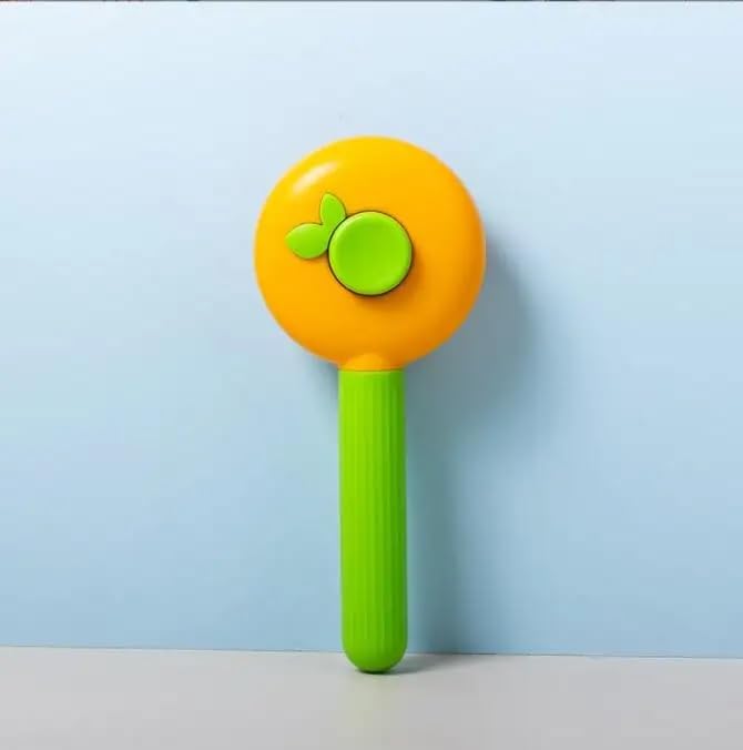 CREDLY Cat Hair Brush - Grooming Comb For Dogs - Pet Self Cleaning Brushes For Long Short Haired Cats Rabbit, With Release Button, Stainless Steel Teeth Shwing(Green Orange) - Image 1