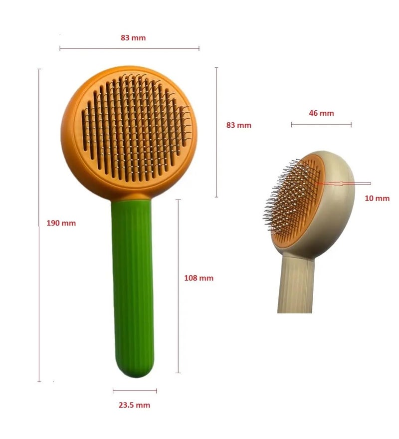 CREDLY Cat Hair Brush - Grooming Comb For Dogs - Pet Self Cleaning Brushes For Long Short Haired Cats Rabbit, With Release Button, Stainless Steel Teeth Shwing(Green Orange) - Image 3