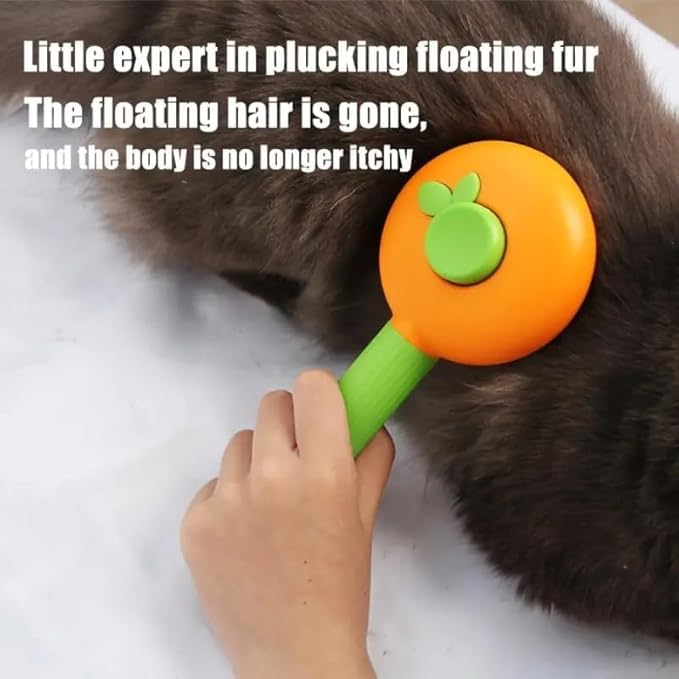 CREDLY Cat Hair Brush - Grooming Comb For Dogs - Pet Self Cleaning Brushes For Long Short Haired Cats Rabbit, With Release Button, Stainless Steel Teeth Shwing(Green Orange) - Image 2