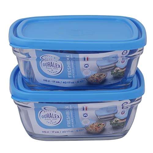 Duralex Freshbox Clear Square With Blue Lid 1.15 ltr Pack of 2 - Image 2