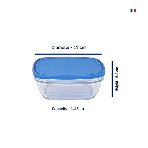 Duralex Freshbox Clear Square With Blue Lid 1.15 ltr Pack of 2 - Image 5