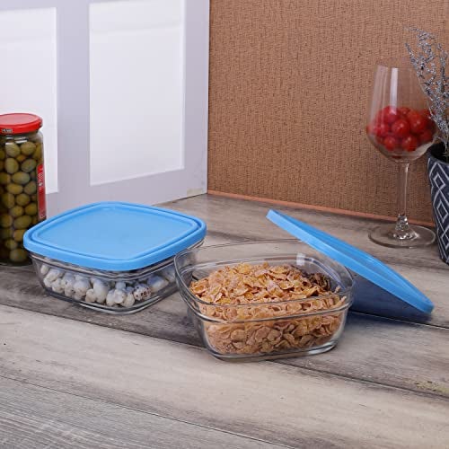 Duralex Freshbox Clear Square With Blue Lid 1.15 ltr Pack of 2 - Image 1