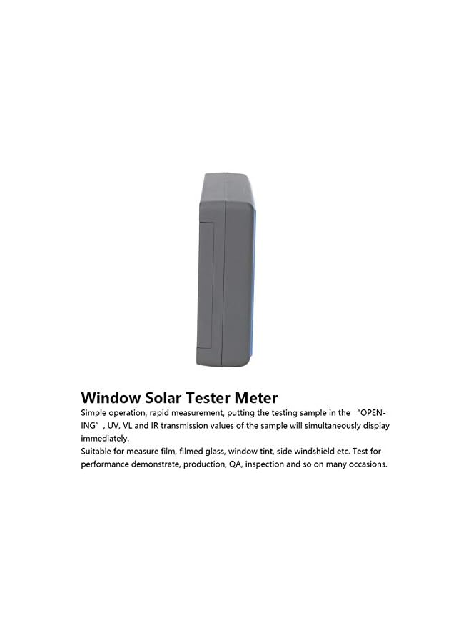 Solar Film Transmission Meter, Ultra-Low Power Consumption Portable Simple Operation Window Tint Meter, 8mm Testing Slot for Measure Film Filmed Glass