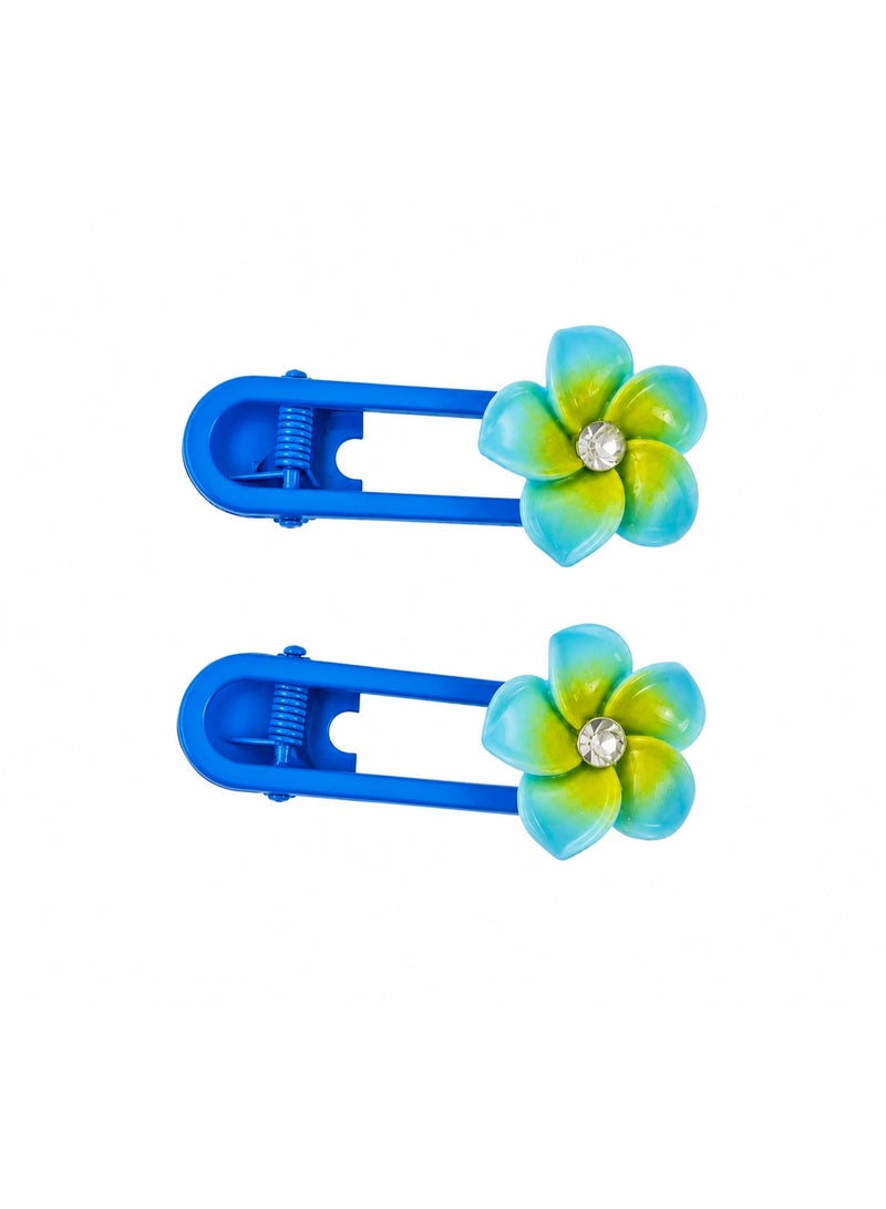 2-Piece Kids Hair Clip Set with Colorful Flower Design – Lightweight and Secure Hair Accessories for Daily Wear and Special Occasions – Color May Vary - Image 1