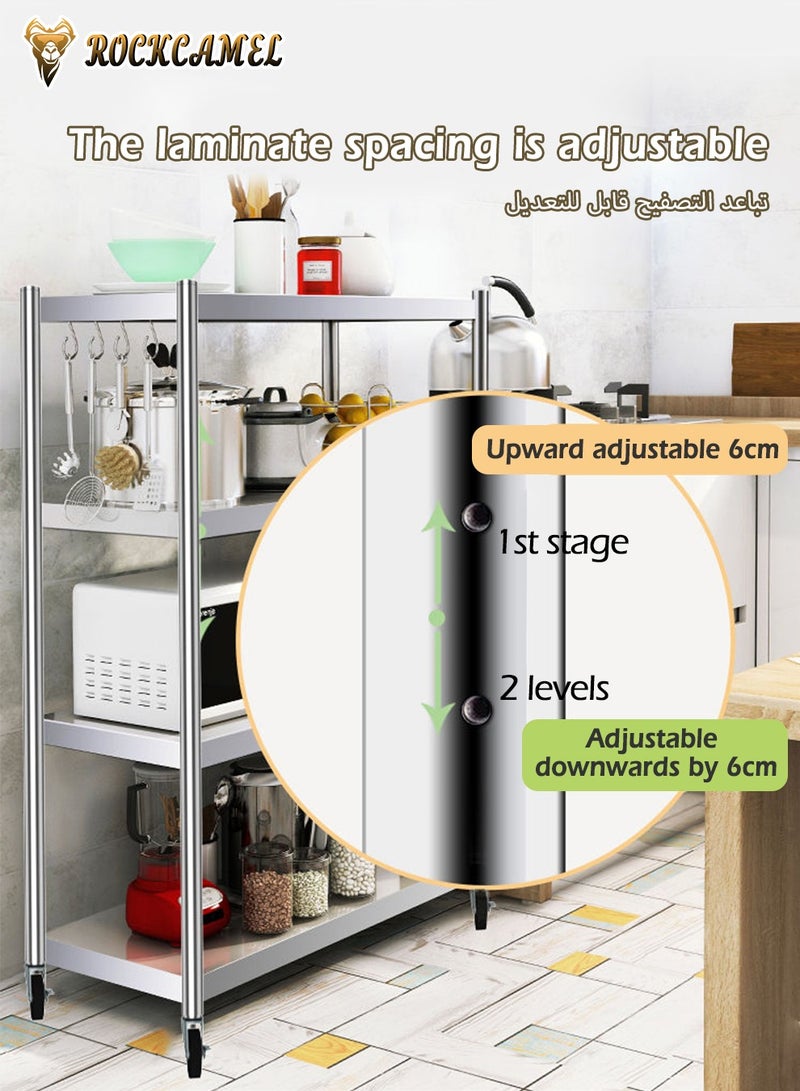 ROCKCAMEL 4 Tiers Storage Shelves with Wheels, Storage Kitchen Racks, Storage Shelf Multipurpose Rack for Living Room Bedroom Garage, Easy Assembly (White, 60x35x125cm) - Image 3