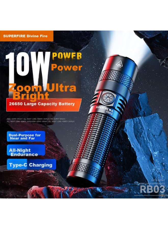 SupFire Supfire Rb03 Flashlight, High Brightness, Long Battery Life, Outdoor Survival, Zoomable, Long-range, Military And Cycling Specific Light, Sky-piercing - Image 1