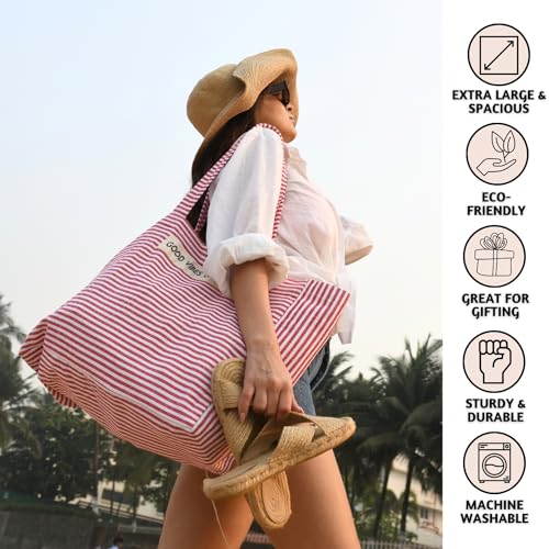 Folkulture Beach Bag 17x14 Waterproof Sandproof Large Tote Bags for Women Swimming Pool Travel Vacation Beach Essentials Accessories Gifts Bolsos Para Mujeres Simple Modern Pool Bag - Image 3