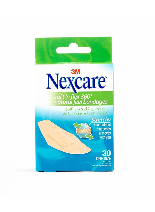 Nexcare 3M Soft 'N' Flex Natural Feel Bandages - 30 Pcs - Image 1