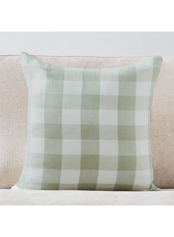 Home Box Green Artist Verde Yarn Dyed Check Filled Cushion 50 x 50 cm - Image 4