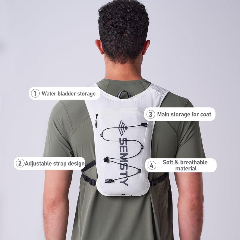 SEMSTY Running Vest for Women Men, 5L Hydration Vest with Dual 500ml Soft Flask, Lightweight Water Backpack, Adjustable Chest Straps Hydration Backpack for Running Cycling Hiking - Image 3