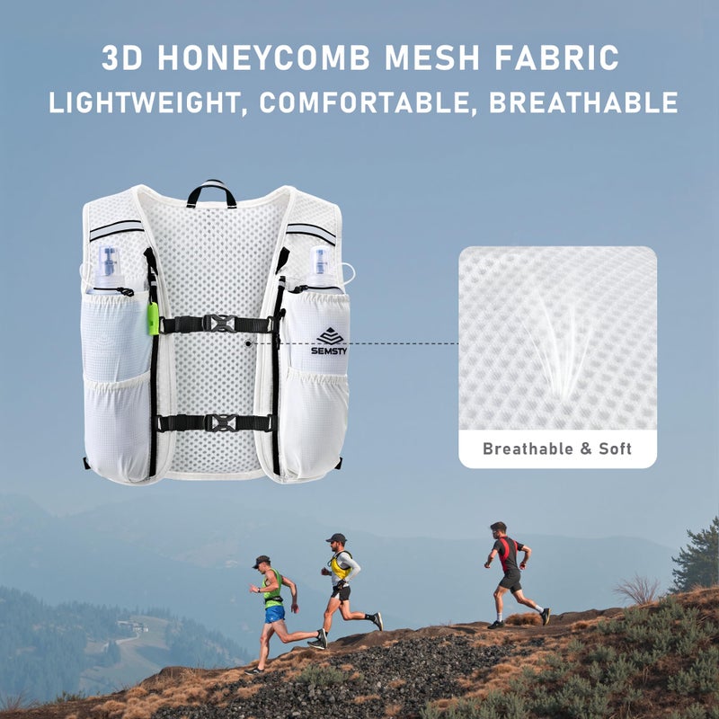 SEMSTY Running Vest for Women Men, 5L Hydration Vest with Dual 500ml Soft Flask, Lightweight Water Backpack, Adjustable Chest Straps Hydration Backpack for Running Cycling Hiking - Image 5