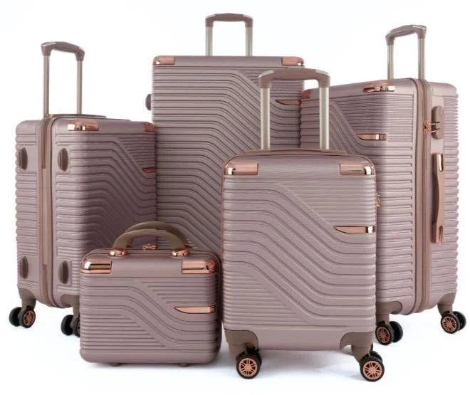 ليمرا طقم شنط سفر مكون من 5 حقائب أمتعة بـ 4 عجلات بتصميم حديث روزجولد