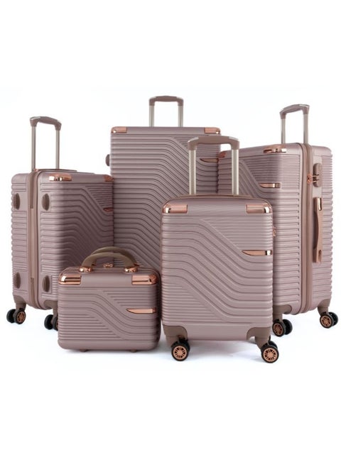 Luggage set 5 pieces travel Bags with a distinctive design from limra rosegold