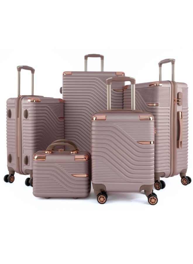 LIMRA Luggage set 5 pieces travel Bags with a distinctive design from limra rosegold  - Image 1