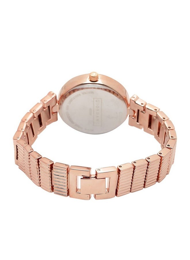 GIORDANO Giordano Analog Watch for Women with White Crystal Studded Dial, Rose Gold Case and Unique Designed Metal Strap Ladies Wrist Watch Gift for Women A2058-33  - Image 4