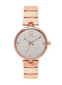 GIORDANO Giordano Analog Watch for Women with White Crystal Studded Dial, Rose Gold Case and Unique Designed Metal Strap Ladies Wrist Watch Gift for Women A2058-33  - Image 1