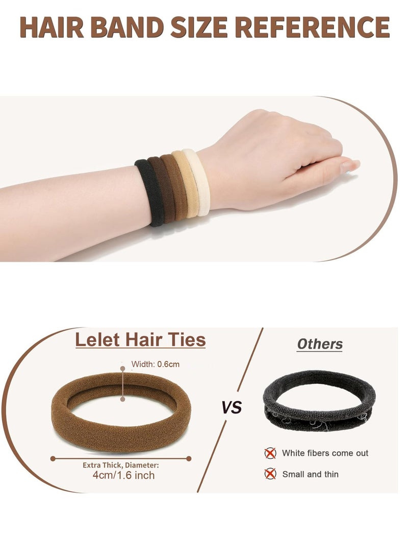 Lelet Seamless Elastic Hair Ties & Hair Bands for Women & Girls – 1.5 Inch Soft Stretchy Nylon Ponytail Holders, Extra Gentle, No Damage – 50Pack(Natural) - Image 2