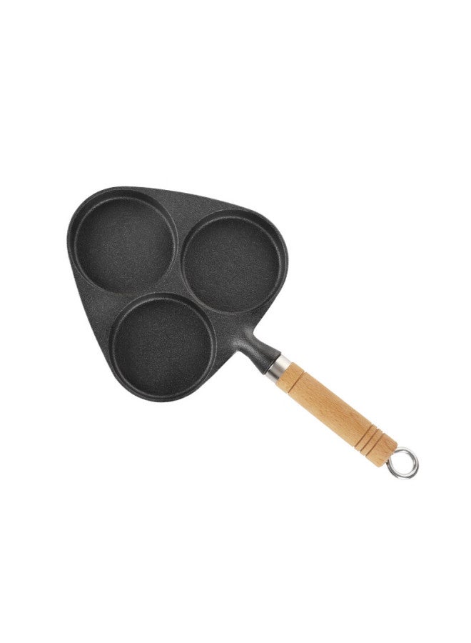 Telssida Cast Iron Three-hole Frying Pan, Egg Dumpling Pan, Egg Burger Mold, Breakfast Pan, Non-stick Mini Uncoated Flat Bottom Pa - Image 5