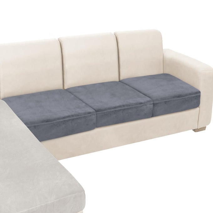 COUCH CUSHION COVERS 3 PIECES VELVET STRETCH SOFA SEAT COVERS OR BACKREST COVERS SOFT INDIVIDUAL COUCH COVERS FOR SECTIONAL SOFA3 PCS FOR 3SEAT CUSHIONDARK GREY